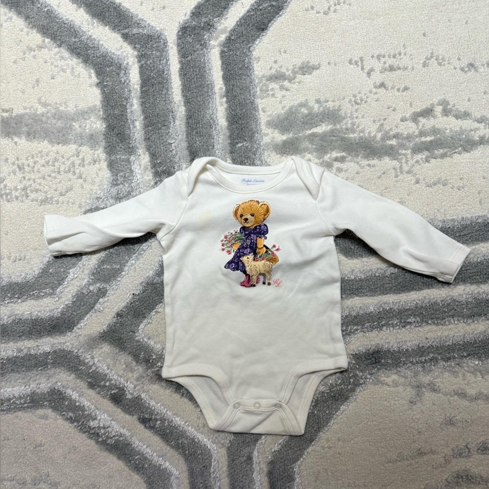 Ralph Lauren White Bodysuit with Bear Design
